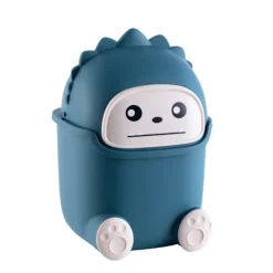 Best Mini Papperskorg för Skrivbord Plast Söt Vardagsrum Matbord Papperskorg med Lock Mörkblå Litet Monster