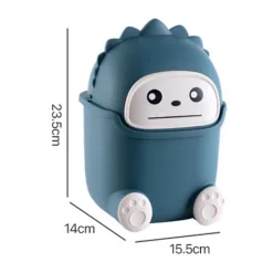 Best Mini Papperskorg för Skrivbord Plast Söt Vardagsrum Matbord Papperskorg med Lock Mörkblå Litet Monster