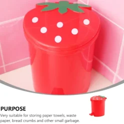 Online Mini papperskorg för skrivbord, liten bänkkorg för skrivbord, kontor, sminkbord, röd