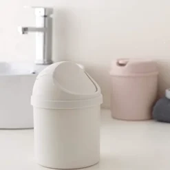 Best Mini papperskorg, liten papperskorg, bordpapperskorg, kreativ flip-skrivbord mini papperskorg, rosa