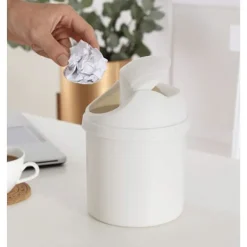 Best Mini papperskorg, liten papperskorg, bordpapperskorg, kreativ flip-skrivbord mini papperskorg, rosa