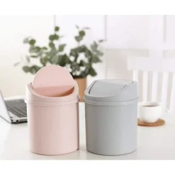 Best Mini papperskorg, liten papperskorg, bordpapperskorg, kreativ flip-skrivbord mini papperskorg, rosa