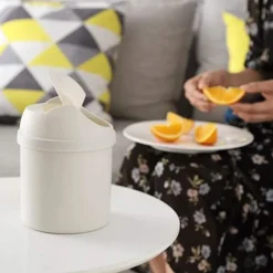 Best Mini papperskorg, liten papperskorg, bordpapperskorg, kreativ flip-skrivbord mini papperskorg, rosa