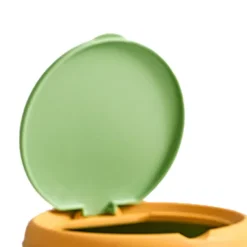 Online Mini Papperskorg med Lock Söt Tecknad Design Plast Skrivbords Papperskorg för Bord Sängbord Kontor Grön