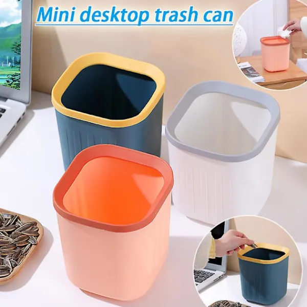 Mini Papperskorg Skrivbord Mini Soptunna Hushållsrengöringsverktyg Kompatibel med Hemmakontor Pink