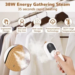 Outlet Mini Portabel Strykmaskin, 180° Roterbar Handhållen Ångstrykjärn, Snabb Uppvärmning, Vikbar Med Sladd, Torr Våt Strykställ för Resekläder, AB-1