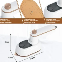 Outlet Mini Portabel Strykmaskin, 180° Roterbar Handhållen Ångstrykjärn, Snabb Uppvärmning, Vikbar Med Sladd, Torr Våt Strykställ för Resekläder, AB-1
