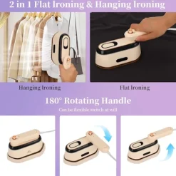 Clearance Mini Resefärgplanka för Resor, 2-i-1 Torr- och Ångstrykning, Bärbar Klädångare, Liten Planka med 180° Rotationshandtag