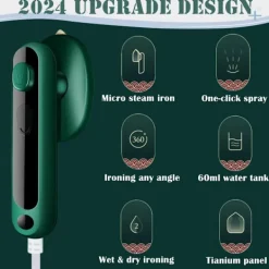 Online Mini Resestrykjärn med Ånga, Strykjärn för Kläder, Mikro-ångstrykjärn, Portabel Reseångstrykjärn Mini Steamer för Torr- & Våtstrykning