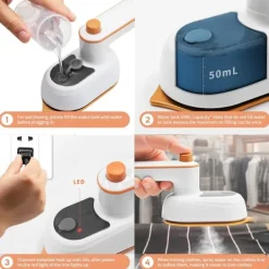 Clearance Mini Resestrykjärn, Portabel Resestrykjärn, Professionell Mikrovågsångstrykjärn för Kläder, 33W 180° Roterbar Handhållen Resestrykjärn för