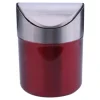 Best Mini rostfritt stål bord soptunna, förvaringsbehållare, förvaringsskopa, svänglock (röd)