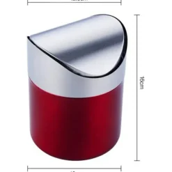 Best Mini rostfritt stål bord soptunna, förvaringsbehållare, förvaringsskopa, svänglock (röd)