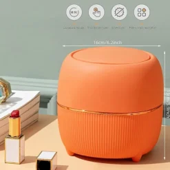 Clearance DAO Mini rund papperskorg med lock, i plast, för hem, kök, badrum, kontor (orange) db