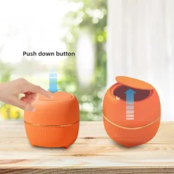 Discount Mini rund skrivbordspapperskorg med lock, plast, för hem, kök, badrum, kontor (orange)