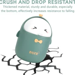 Online Mini Skrivbords Papperskorg med Lock, Bärbar Söt Cartoon Stil Papperskorg, Liten Bordssopbehållare, för Sovrum, Badrum,