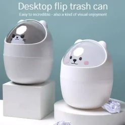 Discount Mini Skrivbords Papperskorg med Lock, Bärbar Bord Papperskorg,