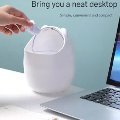 Discount Mini Skrivbords Papperskorg med Lock, Bärbar Bord Papperskorg,