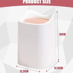 Clearance Mini Skrivbords Papperskorg Bärbar Bordskorg med Svänglock, för Badrum, Sovrum, Kök