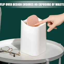 Clearance Mini Skrivbords Papperskorg Bärbar Bordskorg med Svänglock, för Badrum, Sovrum, Kök