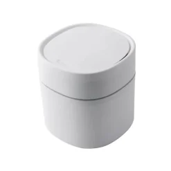 New Mini skrivbordspapperskorg med lock, hygienhink, solrosfröskal, bilpapperskorg (bomlock, vit)