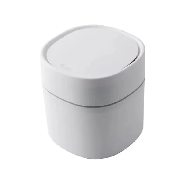 New Mini skrivbordspapperskorg med lock, hygienhink, solrosfröskal, bilpapperskorg (bomlock, vit)