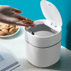 Best Mini skrivbordspapperskorg, täckt skräp förvaringsrengöringsrör, skrivbordspapperskorg