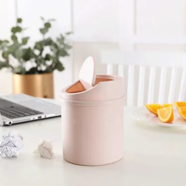 Online HEET Mini skrivbordspapperskorg Liten papperskorg med lock Sovrumsskräp White