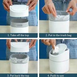 Mini skrivbordspapperskorg med lock Swing-Lock Tiny bänkskiva soptunna Bi