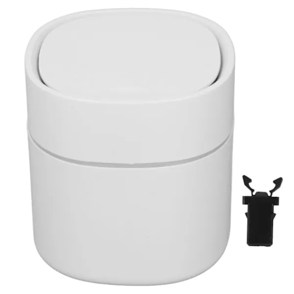 Hot Mini skrivbordspapperskorg för skräp med lock för soffbord sminkbord skrivbord bänkskiva vit