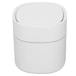 Hot Mini skrivbordspapperskorg för skräp med lock för soffbord sminkbord skrivbord bänkskiva vit