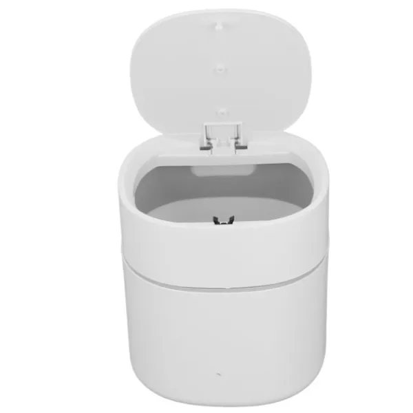 Hot Mini skrivbordspapperskorg för skräp med lock för soffbord sminkbord skrivbord bänkskiva vit