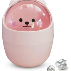 Sale Mini skrivbordspapperskorg, söt djurformad papperskorg med svänglock Liten soptunna tecknad katt bänk soptunna täckt papperskorg