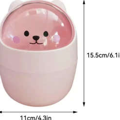 Sale Mini skrivbordspapperskorg, söt djurformad papperskorg med svänglock Liten soptunna tecknad katt bänk soptunna täckt papperskorg