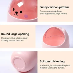 Sale Mini skrivbordspapperskorg, söt djurformad papperskorg med svänglock Liten soptunna tecknad katt bänk soptunna täckt papperskorg