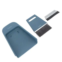 Online Mini Sopborste Set Liten Soptunna 2 Borstar 1 Skyffel för Bord Bänkskiva Tangentbord Marinblå