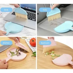 Clearance Mini Sopskyffel och Borste, Mini Multifunktionell Bords Sopskyffel, Borste och Sopskyffel Design, Sopset Plast Dammuppsamlare (Grö