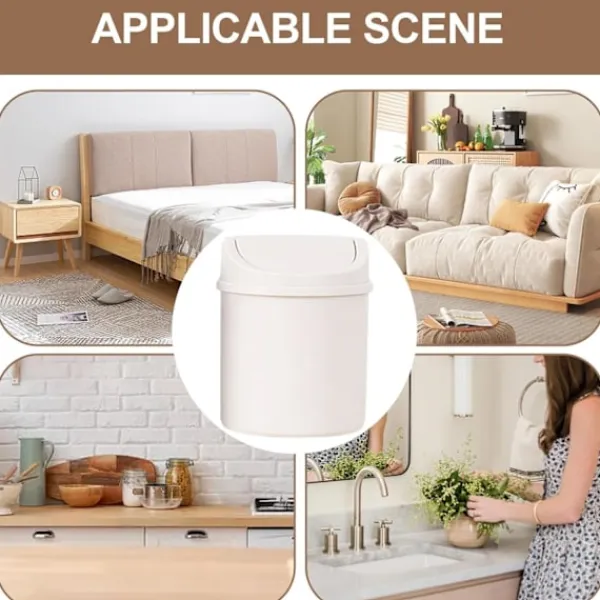 Online Mini Soptunna | Kreativ Mini Bords-soptunna med Lock - Små Papperskorgar, Liten Papperskorg White