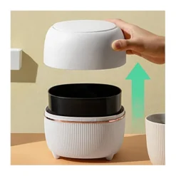 Hot Mini Soptunna, Bordstunna Med Lock, Soptunna, Liten För Kök, Badrum, Säng, Kontor, Skrivbord (vit