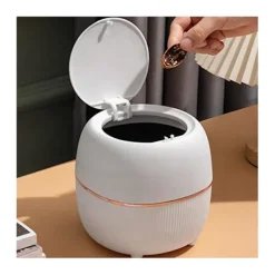 Hot Mini Soptunna, Bordstunna Med Lock, Soptunna, Liten För Kök, Badrum, Säng, Kontor, Skrivbord (vit