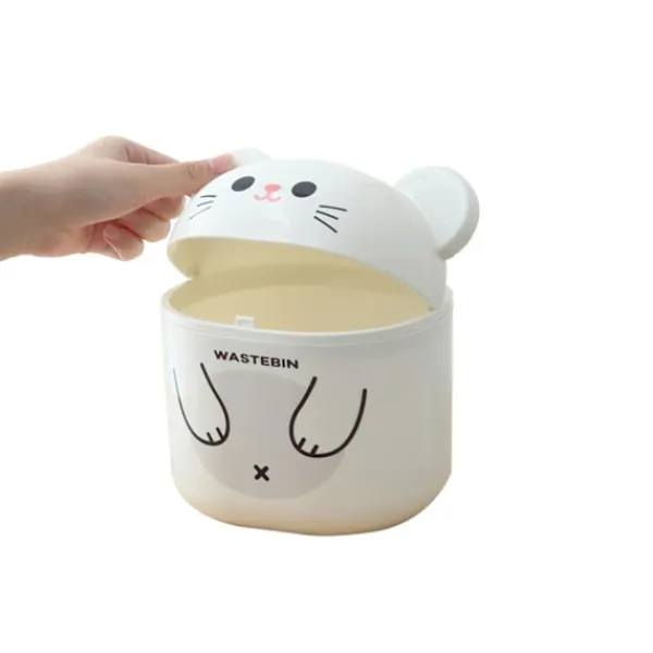 Mini Soptunna för Bänkskivan med Lock, Liten Papperskorg för Skrivbord, Avfall G