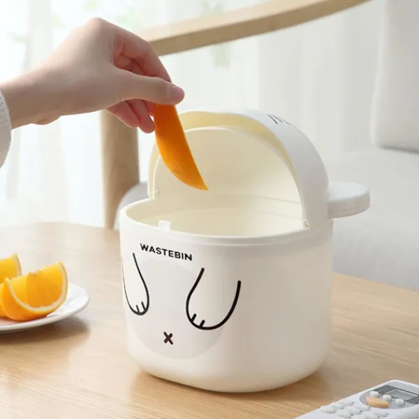 Mini Soptunna för Bänkskivan med Lock, Liten Papperskorg för Skrivbord, Avfall G