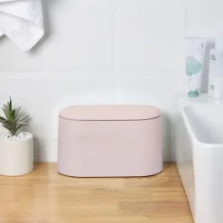 Mini soptunna för bord med lock för sovrum (rosa)
