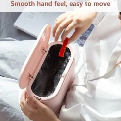 Mini soptunna för bord med lock för sovrum (rosa)