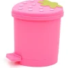 Clearance Mini soptunna för skrivbord med svänglock, söt rosa jordgubbe, mini bänksoptunnor för skrivbord, bil, kontor, kök