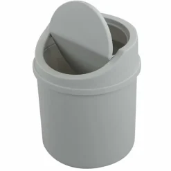 Clearance Mini soptunna i plast för skrivbord med svänglock, grå