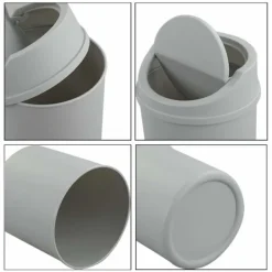 Clearance Mini soptunna i plast för skrivbord med svänglock, grå