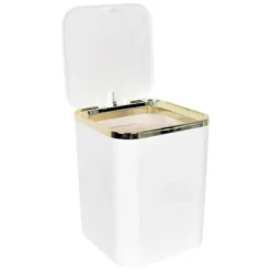 Hot Mini Soptunna med Lock - 2 L Pop Up Papperskorg för Badrum, Skrivbord, Soffbord (Vit)