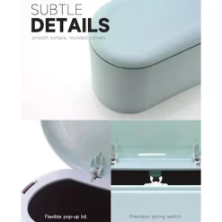 Mini Soptunna med Lock, Avtagbar Liten Soptunna, Liten Soptunna i Plast, Pop Up Bänkskiva Papperskorg, Bänkskiva Skräp Luddbehållare (Blå)