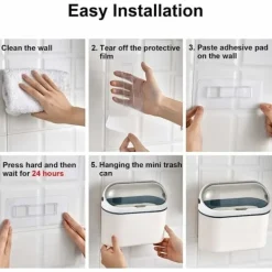 Best Mini soptunna med lock, för kontor, små utrymmen, monterbar soptunna, för husbil, studentrum, frys, tvättstuga och mer (blå)