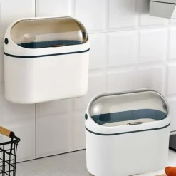 Hot Mini soptunna med lock, för kontor, små utrymmen, monterbar soptunna, för husbil, studentrum, frys, tvättstuga och mer (blå)